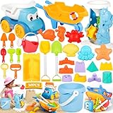 GUHAOOL Sandspielzeug,30 Stück Strandspielzeug Kinder,Strand Sandspielzeug Set mit Wasserrad, Eimer,Sandförmchen,Sandschaufel,Netzbeutel,Sandkasten Spielzeug für Kinder 1 2 3 Jahre (Zufällige Farbe)