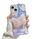 VERLAS iPhone Hülle 3D Laser Butterfly Halter Soft Case Für iPhone 15 13 12 11 14 Pro X Xr Xs Max Plus Welly Border Back Cover-Lila B-Für Iphone13 Mini(5.4')