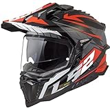 LS2 Helm MX701 Explorer Spire Black Titanium Red Dual Sport Helm Adventure Motorradhelm, M