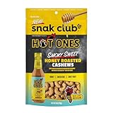 Snak Club Hot Ones Honig geröstete Cashewkerne, rauchige süße, würzige Nüsse, inspiriert von heißen, veganen Snacks, 170 ml, wiederverschließbarer Beutel
