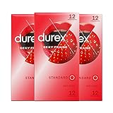 Durex - 36 Kondome Sexy Erdbeere – extra geschmiert, Erdbeergeschmack