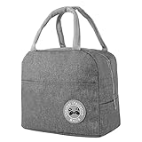 Hemiks Kühltasche Klein, 6L Mini Kühltasche mit Isolierter Aluminiumfolie, Tragbar Kühltasche Faltbar Lunchtasche für Männer Frauen Kinder Schule Büro Picknick Reise (Grau)