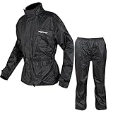 A-Pro Motorrad Regenkombi Regenhose Regenjacke Wasserdicht Regenanzug Schwarz XL