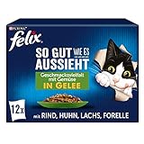 FELIX So gut wie es aussieht Katzenfutter nass in Gelee, Sorten-Mix, 6er Pack (6 x 12 Beutel à 85g)