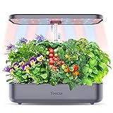 Yoocaa 12 Hydroponisches Anzuchtsystem, Indoor Kräutergarten Set mit LED-Wachstumsleuchte, Smart Garden für Zuhause, Küche, automatischer Timer Keimungs-Kit, Grau (Grau)