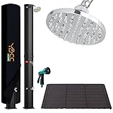 CCLIFE Solardusche mit Kunststoffboden und Handbrause 40L Solar Gartendusche Pooldusche Regendusche Außendusche Garten Brause warmes Wasser