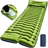 Yuzonc Isomatte Camping Selbstaufblasend, Camping Luftmatratze mit Fußpresse Pumpe & Kissen, Kleines Packmass Aufblasbare Matratze Kompakte und Leichte für Outdoor