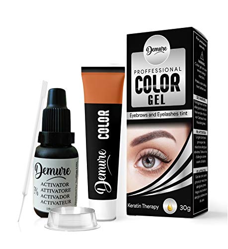 Demure Color Gel Augenbrauen- und Wimpernfarbe 30g, Professional Formula Augenbrauen- und Wimpernfarbstoff-Kit mit Keratin-Komplex für optimale Festigkeit, Glanz und Farbe (1.0 Schwarz)