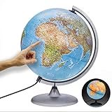 ORBIT GLOBES & MAPS - Leuchtglobus - 30cm Globus mit stabilem Standfuß, Kartenbild 2023 physikalisch/politisch mit LED Leuchte, Aktuelles deutsches Kartenbild