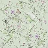 CHDITB Pflanzen Blume Tapete,Aquarell Tapete Blätter Blumen,Kolibri Vögel Fototapete,Schmetterlinge Blume Tapete Selbstklebende (17.3x118.1”),Wasserdicht Pflanzen Klebefolie Schlafzimmer Wohnzimmer