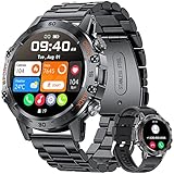 LIGE Smartwatch Herren mit Metallband, 1,39 Zoll Militär Smart Watch mit Herzfrequenz, Blutdruck, Schlafüberwachung für Android iOS, 100+ Sportmodi Fitnessuhr, IP67 Wasserdicht, Bluetooth Anrufe