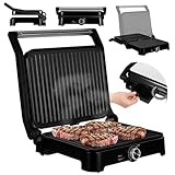 ZEEGMA GRILL CHEF BASE 2-in-1 Elektro-Kontaktgrill und Toaster für Paninis, Toast, Steaks, Gemüse, Leistung 2000 W, Antihaftbeschichtung, Temperatur- und Neigungswinkelverstellung