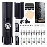 Dragonhawk Tattoo Machine Set Wireless Battery Rotary Tattoo Pen LCD Display with 2pcs batteries Rechargeable Tattoo Cartridges Needles with box for tattoo Beginner
