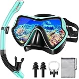 Vautvis Schnorchelset Erwachsene, Schnorcheln Set mit Taucherbrille und Dry Schnorchel, Verstellbares Silikonband Schnorchelmaske Mit Hd Gehärtetes Glas Anti-Leck Schwimmmaske