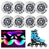 8 Stück Inliner Rollen: 72mm Inline Skate Rollen mit kugellager ABEC-9, Ersatz Inliner Skate Räder, Silbertransparent Inline Skate Räder Wheels, für alle Arten von Rollschuhen