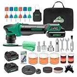 BATOCA S4 Akku Mini Poliermaschine,Rotations&Orbital Polieren,25mm/75mm Rückenplatte,Bürstenloser Motor,Auto Polier maschine Kit für Details,2 12V 2.5Ah Batterien,4 Geschwindigkeiten 2000-5500PRM