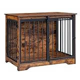 Hzuaneri Hundekäfig Möbel, 81cm hundebox für zuhause, Schiebetüren, 2 Türen, Moderne hundebox Holz Indoor für kleine/mittlere Hunde, Hundekäfig für Zuhause, 55x81x67,5cm, Vintagebraun DFC83601B