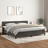 Hommdiy Boxspringbett mit Matratze Dunkelgrau 200x200 cm SamtKnopfheftung Design