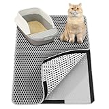 Katzenklo Matte 60x45CM,mit Klettverschluss Katzenklo Matte,Wasserdichte Katzenklo Matte,Honeycomb Klettverschluss Katzenstreu Matte,Katzenmatte Katzenklo Unterleger Waben, Katzenklo Matte Grau