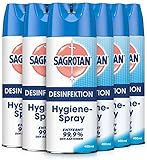 Sagrotan Hygiene-Spray (Aerosol) Desinfektionsspray (für Textilien und Oberflächen im Haushalt, Sprühflasche im praktischen Vorteilspack) 6 x 400 ml