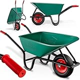 GARDEBRUK® Schubkarre 100 Liter Bauschubkarre Gartenschubkarre bis 250kg Belastbarkeit Luftreifen stabile Ausführung mit Kunstoffwanne