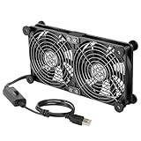 ELUTENG USB Lüfter 140mm 5V 2 in 1 mit 3 Einstellbare Geschwindigkeiten, Doppelt USB Computer Ventilator 140mm PC Lüfter 14mm mit 8 Stoßdämpfenden Füßen für PS5 PS4/Laptop/TV Box/Router