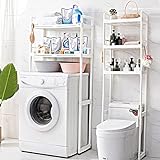 DRYIC Waschmaschinen-Aufbewahrungsregal über der Toilette, verstellbares Aufbewahrungsregal über dem Waschtrockner, 2-stufiges, platzsparendes Badezimmer-Aufbewahrungsregal