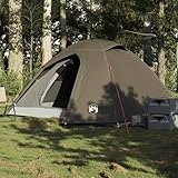 Festivalzelt Biwakzelt Camping Zelt Touristenzelt Kuppel-Campingzelt 3 Personen Braun Wasserdicht für Trekking, Familien, Rucksackreisen