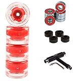 FunTomia 4 Stück (LED) Longboard/Skateboard/Mini-Board Rollen (Big Wheels) in 65x45mm 80A inkl. ABEC-9 Kugellager und Metall Spacer 80A Rollenhärte