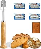 PIQIUQIU Bäckermesser Baguettemesser Teigmesser Brotmesser mit 5pcs Rasierklinge Ritzmesser zum Einschneiden von Baguette Brot oder Brötch