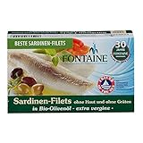 Fontaine - Sardinen ohne Haut und Gräten in Bio-Olivenöl - 120 g - 10er Pack