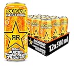 Rockstar Energy Drink Juiced mit Mango, Orange & Passionsfrucht - Koffeinhaltiges Erfrischungsgetränk für den Energie Kick, EINWEG (12x 500ml)