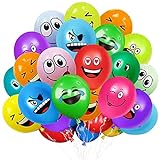 100 Stück Emotion Serie Latex Luftballons,12 Zoll luftballon smiley, Niedlich Lustig Luftballons, für Kinder Verschiedene Miene Laune Luftballon,für Geburtstag Deko Jungen Mädchen Baby Shower