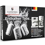 CLENESSO Entkalkungstabletten für Kaffeevollautomaten (50 Stück) – Premium Entkalkertabs kompatibel mit Jura, Siemens, Miele uvm. – Entkalker Kaffeevollautomat Tabs für optimale Pflege