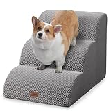 Ezkamfort Hundetreppe 3 Stufen,rutschfeste Haustiertreppe Für Kleine Hunde,Waschbarer Hundetreppe 41cm Hoch, Hunde Treppen mit Abnehmbarem,Waschbarem Bezug Und Rutschfestem Boden