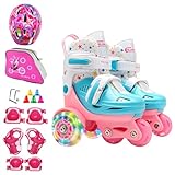 Kinder Rollschuhe - Drei -Punkte -Skates, Anfängerschuhe | Verstellbare Kinder -Skating -Ausrüstung, Sicherheitsausrüstung für 3 bis 8 Jahre, entwickelt für Spielplatzaktivitäten und Innengymnasienübu