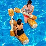 LUSTERMOON aufblasbares schwimmendes Wasserspielzeug, 2 Sets mit aufblasbaren Kampfbalken, für Erwachsene, Kinder, Poolparty, Wassersportspiele, Schwimmen, Pool-Spielzeug, 4 Stück, dunkle Farbtöne