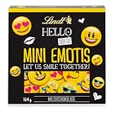 Lindt HELLO Mini Emotis Schokolade | 164 g | Ca. 27 coole Emoticons in verschiedenen Designs aus feinster Lindt Vollmilchschokolade | Schokoladengeschenk für Kinder | Zum Dekorieren