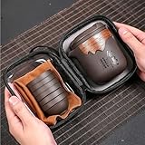 ATGQBCF Lila Sand Reise Teeset Tragbare Teekanne Set Outdoor Reise Gaiwan Tee Tassen Tee Zeremonie Teetasse Feines Geschenk Kung Fu Tee Set Teetassen-Set Teeservice Mit Teekanne