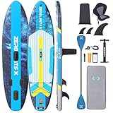 ZLX SUP Board mit Sitz Tragbar Stand up Paddling Board 320cm Stabil Aufblasbares Paddle Board für Erwachsene Familien Anfängerfreundlich, Anti-Rutsch Deck, Pumpe