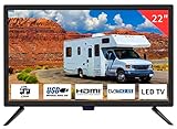 ZOSHING TV 22 Zoll (55cm) Full HD TV with Digital Tuners DVB-T2-12v Fernseher wohnmobil-HDMI/USB Media Player [Model Year 2025] Black