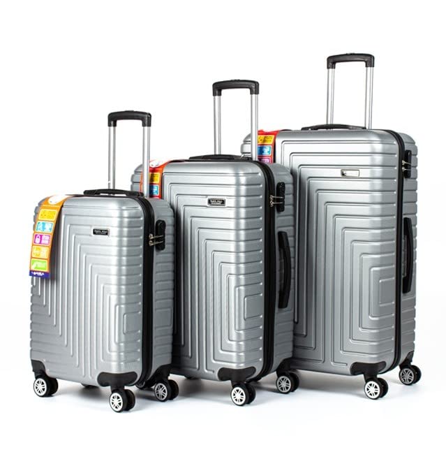 Travelpolo Kofferset 3-Teilig Grau | Koffer Reisekoffer Trolley Hartschalen-Koffer M L XL 4 Doppelrollen