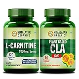 HIMALAYAN ORGANICS L-Carnitin 2000 mg–120 pflanzliche Tabletten & pflanzliches CLA 1000 Distelöl–90 pflanzliche Kapseln|Unterstützt die Muskelregeneration, steigert die Energie & die Fettverbrennung