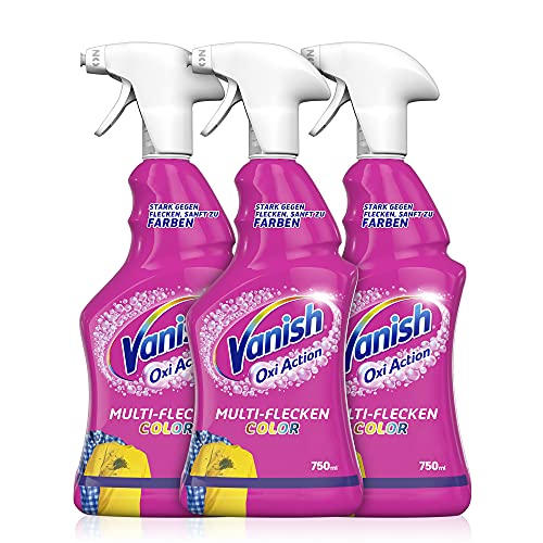 Vanish Oxi Action Vorwaschspray für Buntes – Wirksam gegen viele Arten von Flecken – Für die Vorbehandlung bunter Wäsche – 3 x 750 ml
