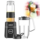 Kleine Entsafter, 300W leistungsstarker Smoothie-Maker, 12000 U/min Mini-Standmixer mit Vierklingen, 1L Obst und Gemüsemixer mit 570ml Flasche, Juicer Smoothie Maker