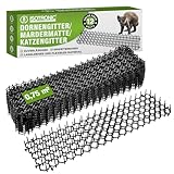 ISOTRONIC Katzenabwehr für den Außenbereich Mardermatte Dornengitter | Tier-Barriere | gegen Schnecken | Katzenabwehrmatte, Kratzschutz für Katzen (schwarz 12 Stück)