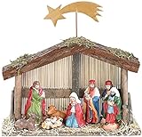 PEARL Weihnachtskrippe: Weihnachts-Krippe (10-teilig) mit handbemalten Porzellan-Figuren (Weihnachtskrippe Figuren, Krippenstall, Weihnachtspyramide)