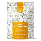 Vitamin D 2000 I.E - 400 Sonnenvitamin D3 Tabletten - Unterstützt Knochen, Zähne, Muskeln und Immunsystem - ohne künstlichen Zusatzstoffe - Vegetarisch - Hochdosiert - Premium Qualität - Nutravita