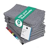 10er Pack Waschhandschuhe, Waschlappen Größe 15x21 cm in Anthrazit 100% Baumwolle