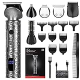 Hatteker Haarschneidemaschine Set Haarschneider Pflegesets Barttrimmer Bartschneider Herren T-förmiger Trimmerkopf T-blade, Nasentrimmer Body Trimmer Präzisionstrimmer Elektrisch Rasierer